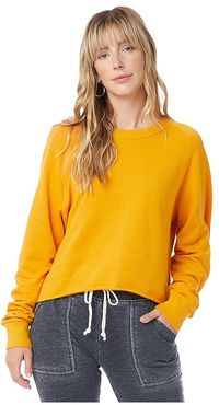 Washed Terry Boyfriend Pullover Sweatshirt (Stay Gold) Women's Clothing