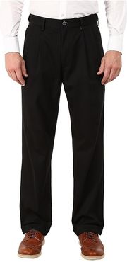 Comfort Khaki Stretch Relaxed Fit Pleated (Black Metal) Men's Casual Pants