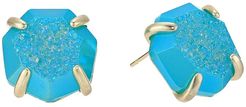 Ryan Stud Earrings (Gold/Bright Aqua Drusy) Earring