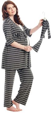 Analise Maternity/Nursing Mommy Me Five-Piece PJ Set (Charcoal) Women's Pajama Sets