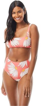 Falling Flower Square Neck Bikini Top w/ Adjustable Straps (Lychee) Women's Swimwear