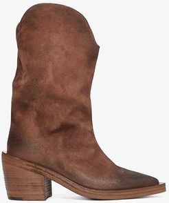 Tall Suede Western Style Boot (Medium Brown) Women's Shoes