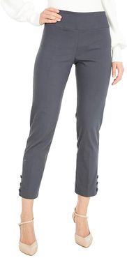 Control Stretch Pull-On Crop Pants with Covered Snap Ankle Detail (Gunmetal) Women's Casual Pants