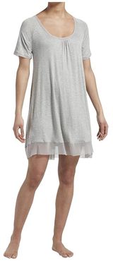 Solid Short Sleeve Sleep Gown with Temp Tech (Light Heather Grey) Women's Pajama
