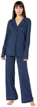 Bella Relaxed Long Sleeve Top Pants Set (Navy/Navy) Women's Pajama Sets