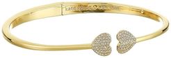 Heart to Heart Open Hinged Cuff (Clear/Gold) Bracelet