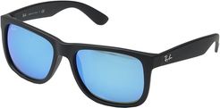RB4165 55mm (Black Rubberized/Green Blue Mirror) Fashion Sunglasses