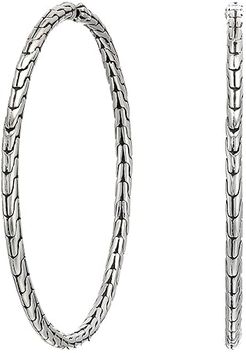 Classic Chain Large Hoop Earrings w/ Full Closure (Silver) Earring