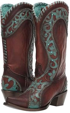 E1538 (Chocolate/Turquoise) Women's Boots