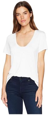 Sloane Short Sleeve Rayon Jersey Scoop Neck Tee (White) Women's Clothing