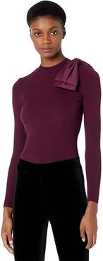Extravagant Bow Jumper (Oxblood) Women's Sweater