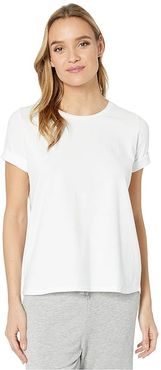 Cotton/Elastane Semi Relaxed Short Sleeve Crew (Blanc) Women's Clothing