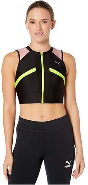 Chase Full Zip Crop Top (PUMA Black) Women's Clothing