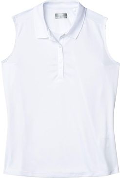 Sleeveless Essential Solid Knit Polo (Brilliant White) Women's Clothing