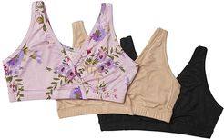 Paisley Maternity/Nursing 3-Pack Sleep Bras (Dusty Rose/Nude/Black) Women's Clothing