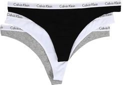 Carousel 3-Pack Thong (Black/White/Grey Heather) Women's Underwear