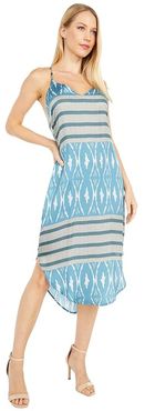 Silky Basics V-Neck Shirttail Midi Dress (Ikat) Women's Dress