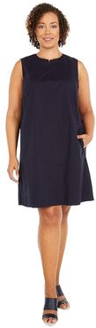 Plus Size Zip Neck Knee Length Dress (Ink) Women's Clothing