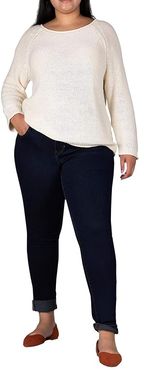 Plus Size Carter Girlfriend Crosshatch Denim Jeans (Lenox Rinse) Women's Jeans
