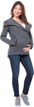 Rainier Fleece Lined Maternity Hoodie (Gray) Women's Clothing