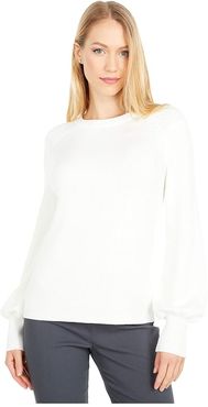 Crew Neck Modal Sweater with Balloon Sleeve Detail (Ivory) Women's Sweater