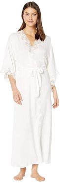 Satin Ballet Wrap Robe (Winter White) Women's Pajama