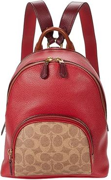 Coated Canvas Signature Color-Block Carrie Backpack 23 (B4/Tan Red Apple Multi) Backpack Bags