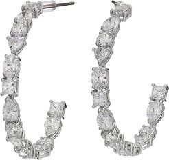 Tennis Deluxe Mixed Hoop Pierced Earrings (Silver) Earring