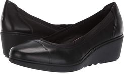 Un Tallara Liz (Black Leather) Women's Wedge Shoes