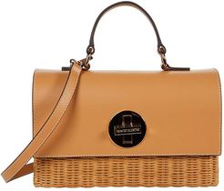 Bess Wicker Basket Top-Handle Satchel w/ Crossbody Strap (Natural/Natural) Satchel Handbags