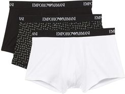 Multipack Pure Cotton 3-Pack Trunks (White/Printed Black/Black) Men's Underwear