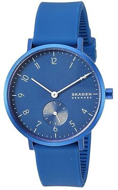 Aaren Kulor 36mm Three-Hand Silicone Watch (SKW2817 Blue Silicone) Watches