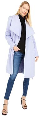Slick Wool Wrap Coat w/ Exaggerated Collar (Lavender) Women's Coat
