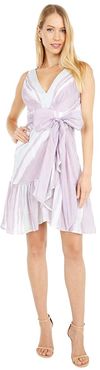 Sleeveless Stripe Wrap Dress (Lilac Combo) Women's Clothing