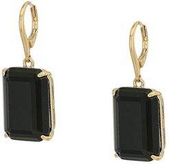 Leverback Stone Drop Earrings (Jet) Earring