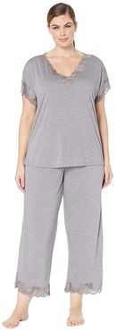 Plus Size Zen Floral PJ Set (Heather Grey) Women's Pajama Sets