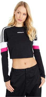 Cropped Long Sleeve Tee (Black) Women's T Shirt