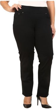 Plus Size Peri Pull-On Straight Leg Pants in Bay Twill (Black) Women's Clothing
