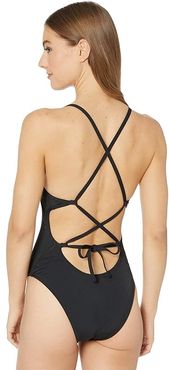 Hydrastrong Lace-Up Tie Back One-Piece (Black) Women's Swimsuits One Piece