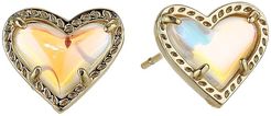 Ari Heart Stud Earrings (Gold Dichroic Glass) Earring