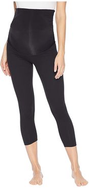 Fold Down Maternity Capri Leggings (Jet Black) Women's Casual Pants