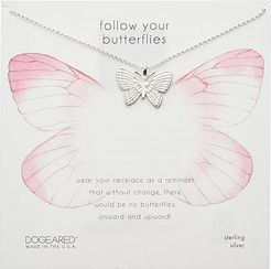 Follow Your Butterflies Large Beautiful Butterfly Necklace (Sterling Silver) Necklace