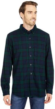 Scotch Plaid Flannel Traditional Fit Shirt (Black Watch) Men's Clothing