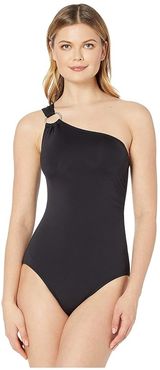 Iconic Solids One Shoulder One-Piece (Black) Women's Swimsuits One Piece