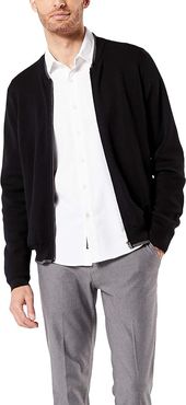 Full Zip Bomber Sweater Jacket (Mineral Black) Men's Clothing