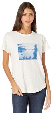 Canoe Trip Graphic Whisper Cotton Rib-Crewneck Tee (Pearl Ivory) Women's Clothing