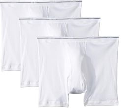 100% Cotton Classic Knits Full Rise Boxer Brief 3-Pack (White) Men's Underwear