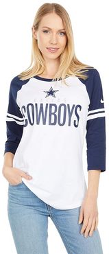 Dallas Cowboys Nike Sleeve Stripe 3/4 Sleeve Raglan T-Shirt (White/Navy) Women's Clothing