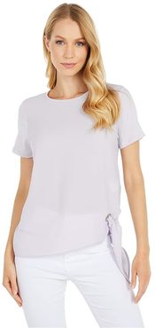 Woven Mix Tie Short Sleeve Tee (Lavender Mist) Women's T Shirt