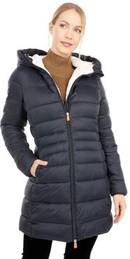 Giga Sherpa Lined Mid Length Puffer Coat (Black) Women's Clothing
